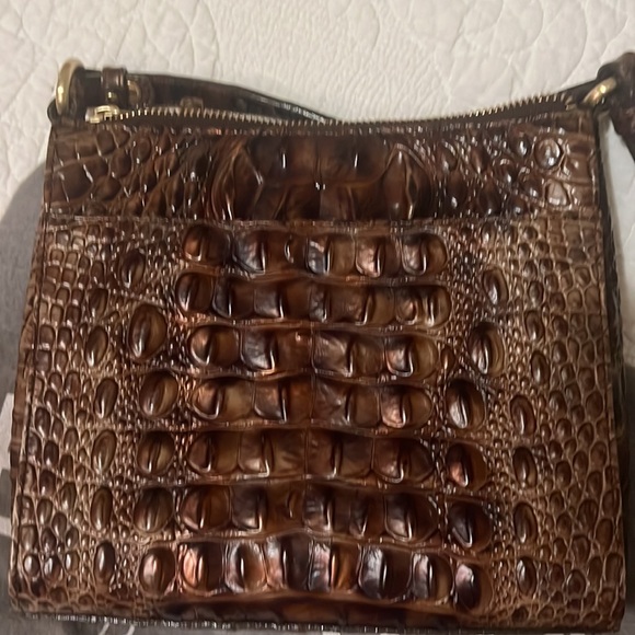 Bronze and brown alligator messenger/ crossbody - Picture 3 of 11